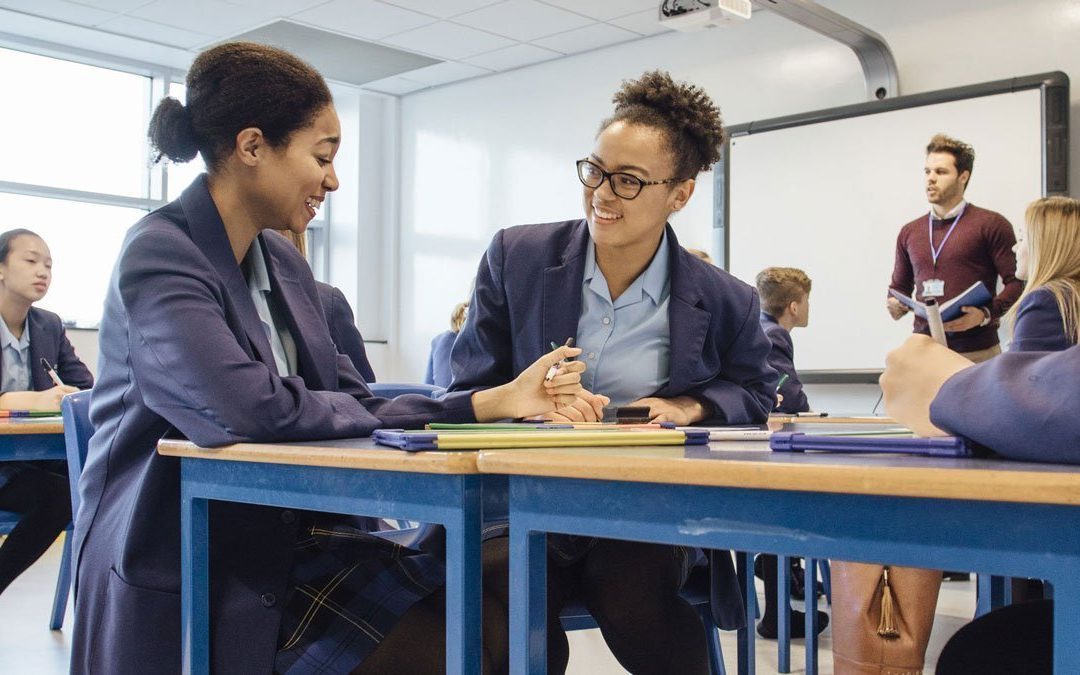 Students talking in class