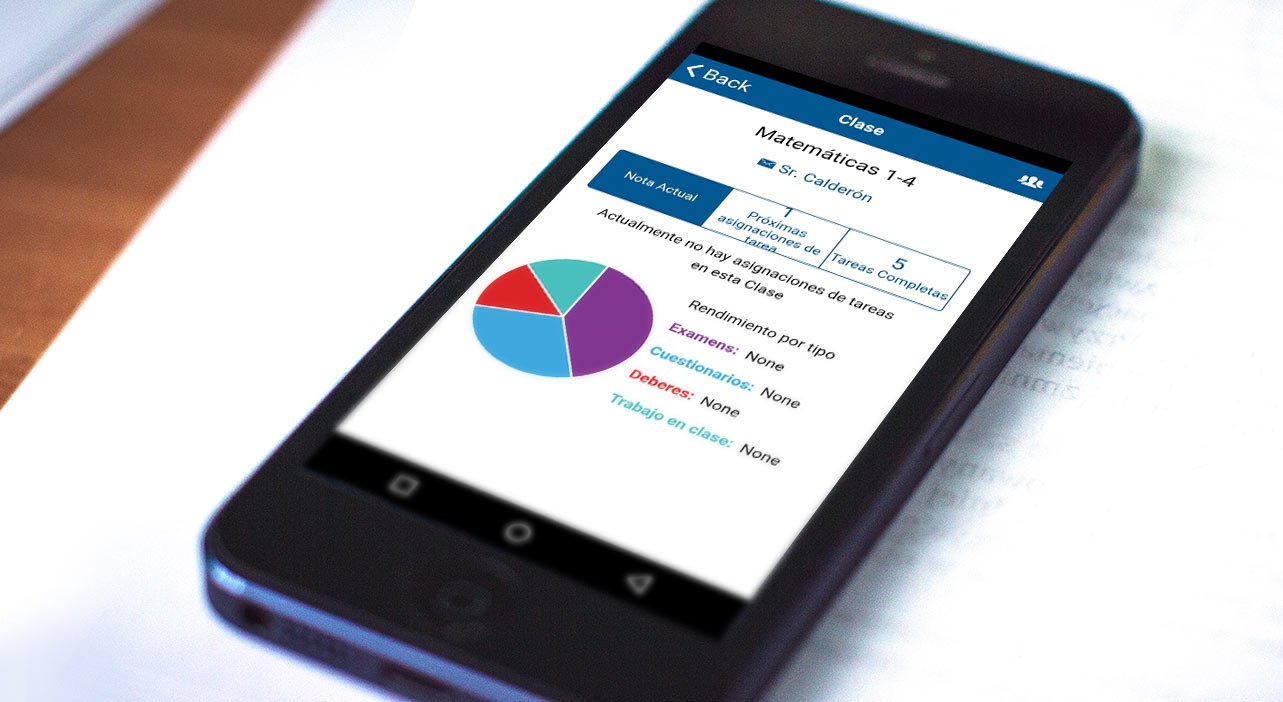 ParentStudentAppSpan Student/Parent Mobile App on a smartphone Spanish