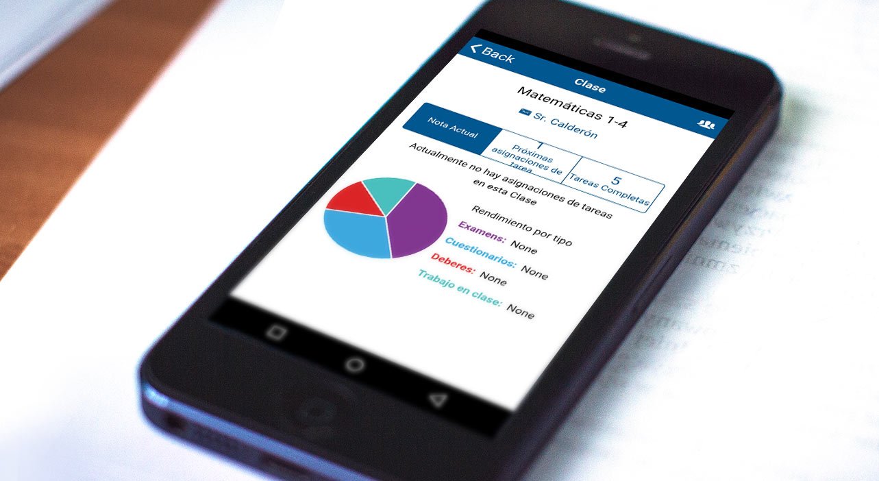 Student/Parent Mobile App on a smartphone Spanish