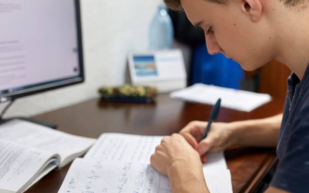 Student working at home