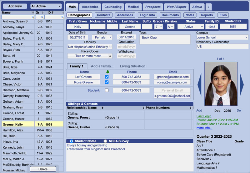 StudentInfoScreen23 Student Information Screen